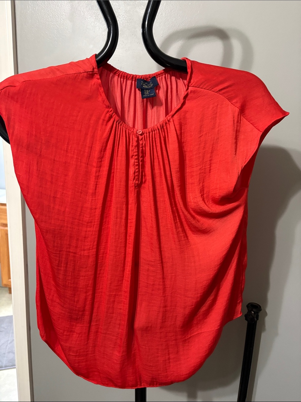 RACHEL Rachel Roy Red Short-Sleeve Gathered-Neck Blouse